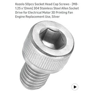 Kozelo M8 12mm Socket Head Cap Screws 304 Stainless Steel Allen Drive 50 Pack